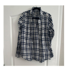 Express Men's Blue White Plaid Button-Up Shirt Long Sleeve Collared Size M