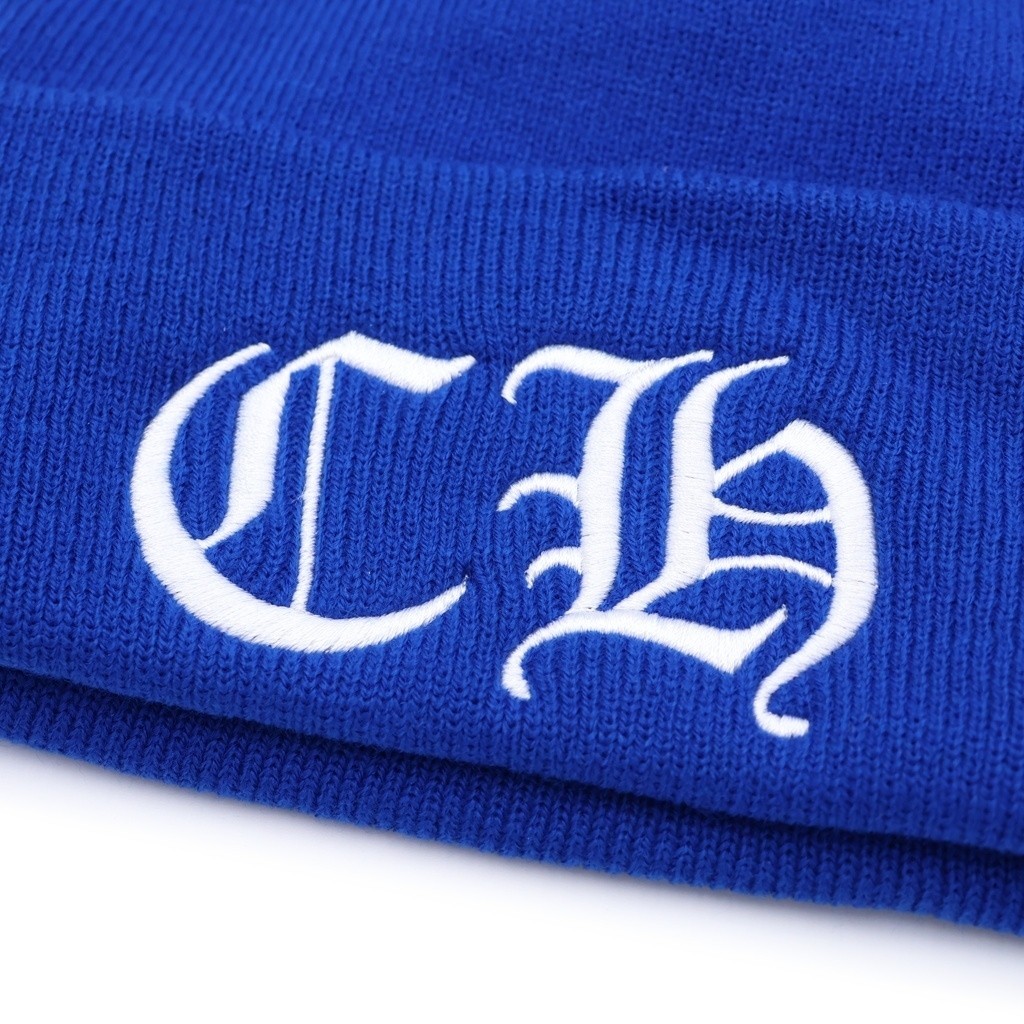 Authentic Chrome Hearts Blue Beanie Hat with CH Logo Embroidery image 7
