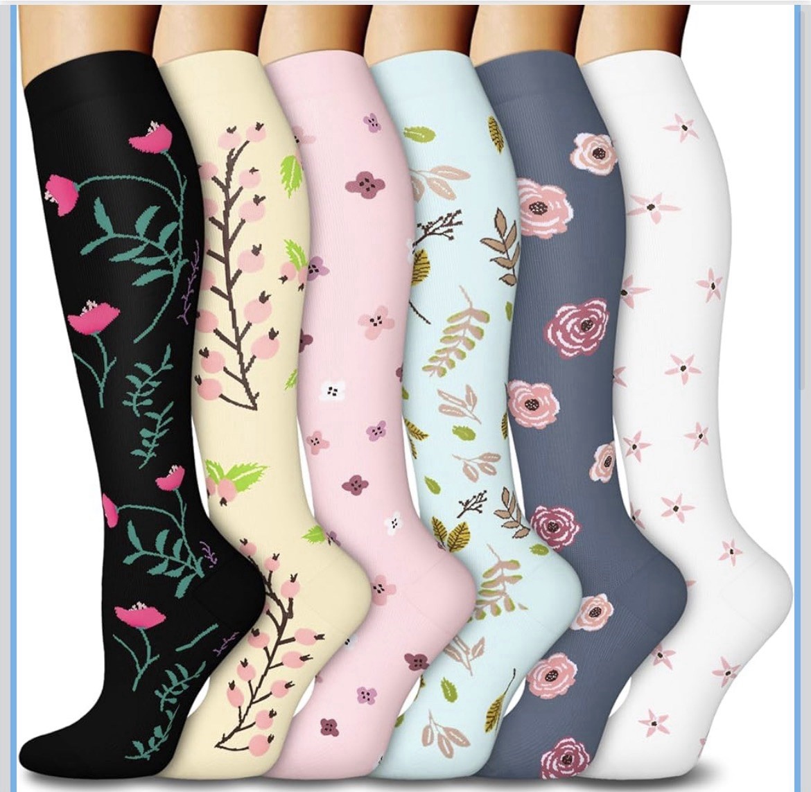 Fuelmefoot 6 pares de calcetines de compresión para mujer y hombre 15-20 mmhg soporte graduado