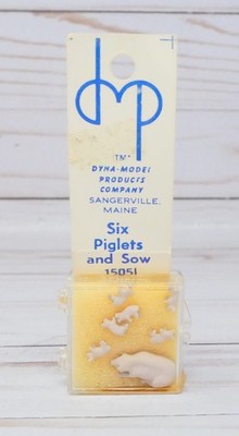 Dyna-Model Products 15051, Six Piglets and One Sow, Farm Barnyard, 1/87 HO Scale