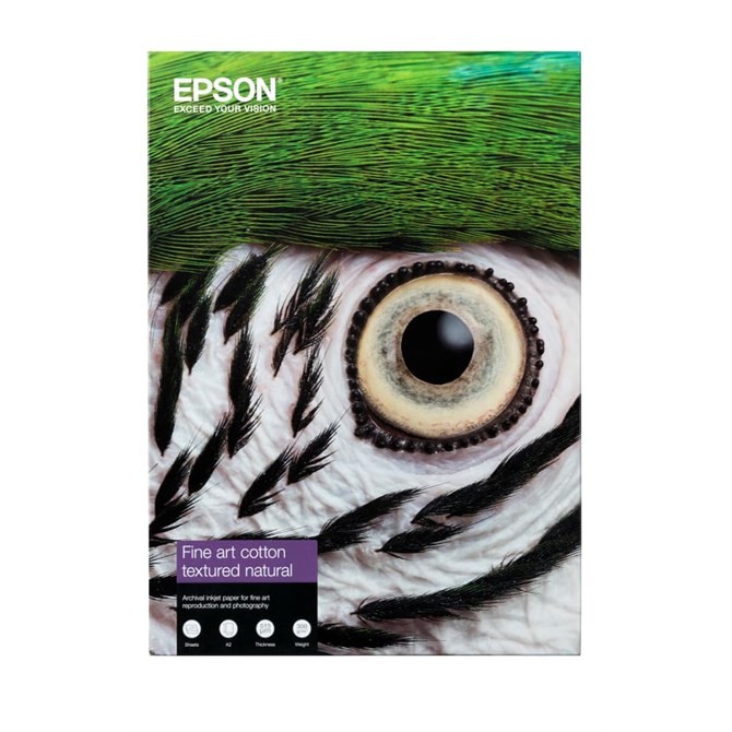 Epson A4 Matte 300gsm Fine Art Cotton Textured Natural II Paper - 25 Sheets (C13S450281NQ) - Image 3