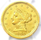 1846-D Liberty Gold Quarter Eagle $2.50 - PCGS AU Details - Rare Dahlonega Coin!