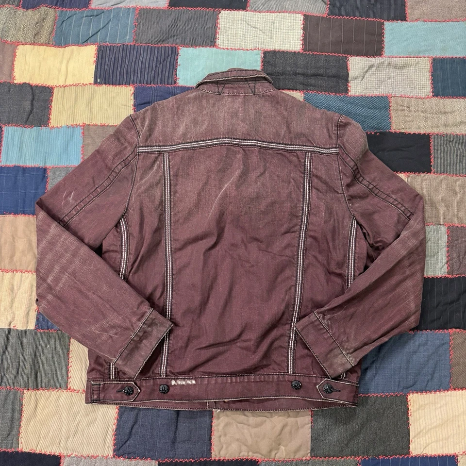 Chaqueta vaquera vintage años 90 Cemetery Rock Revival borgoña para hombre talla XL Foto 3 de 4