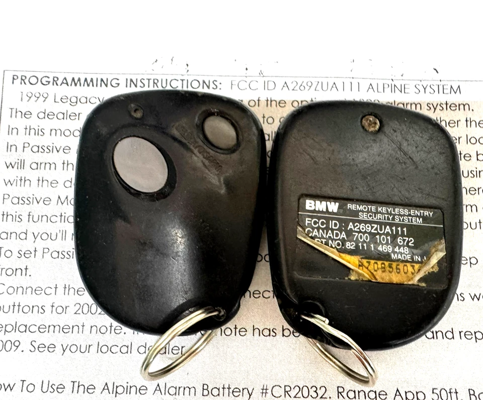 1 OEM 1996-2000 BMW Z3 M3 328I ENTRADA SIN LLAVE MANDO A DISTANCIA TRANSMISOR A269ZUA111 Foto 3 de 4