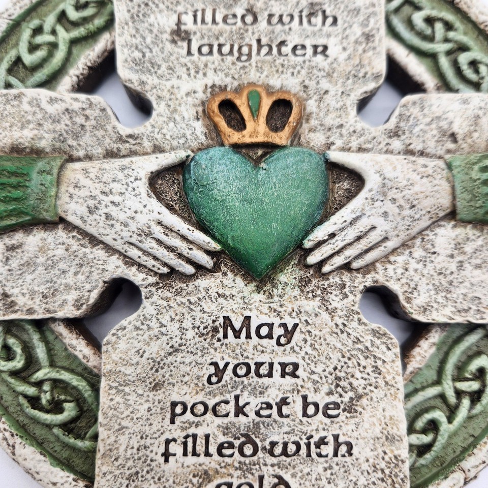 Traditional Irish Blessing Claddagh Wall Cross Shamrock Celtic Knot ...