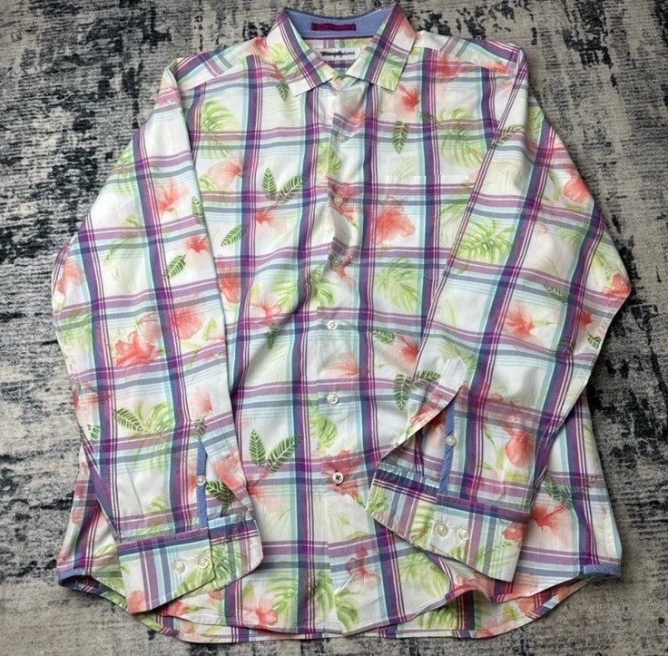 Tommy Bahama Shirt Mens Large Tropical Print Striped Button Down
Opens in a new window or tab