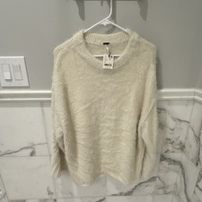 Free People Cream Solid Chunky Knit Crew Neck Pullover Sweater Women s XS