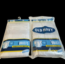 Men’s Old Navy Briefs 6 Pairs Medium White Underwear Lot New Old Stock