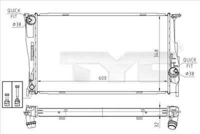 Radiateur d'eau Grille de radiateur soudée 703-0008 TYC pour BMW MERCEDES-BENZ - Photo 1/4
