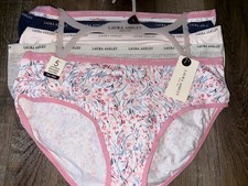 Laura Ashley Womens Hipster Underwear Panties 5-Pair Cotton Blend C L