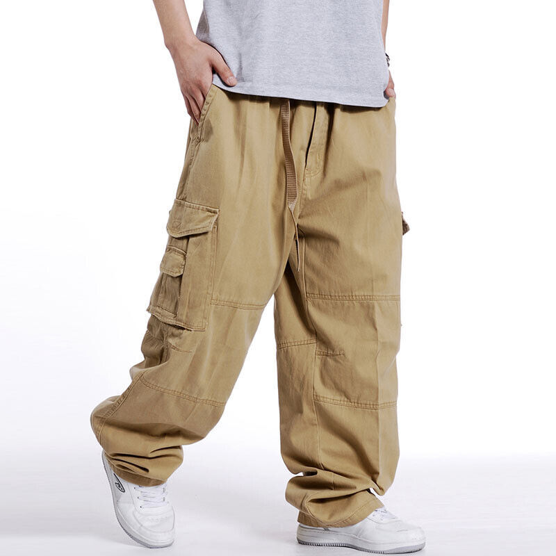 【Anyone more】Kens Big Pocket Zipper Cargo Wide Pintuck PT HOUZHOU Men's Oversized mens black cargo trousers with