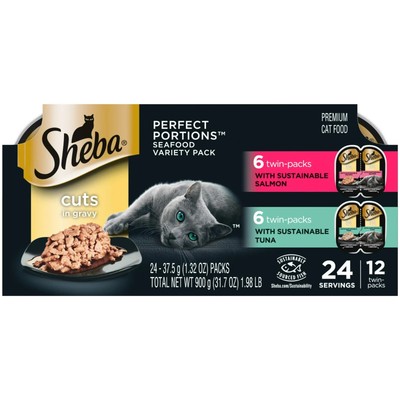 Sheba Perfect Portions Wet Cat Food Cuts In Gravy Variety Pack, 2.6 Oz., 12 Twin