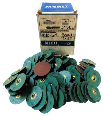MERIT 2'' QUICK SANDING DISCS 240 GRIT 30,000 RPM *LOT OF 100* ATTACHING TYPE 3