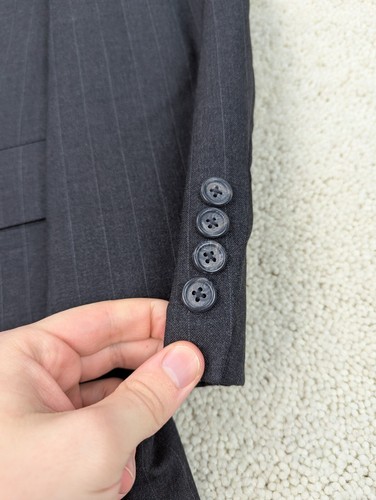 Nordstrom Suit Mens 42R 34x31 Gray Pinstripe Wool Vintage 2 Piece Made in USA - Picture 3 of 23