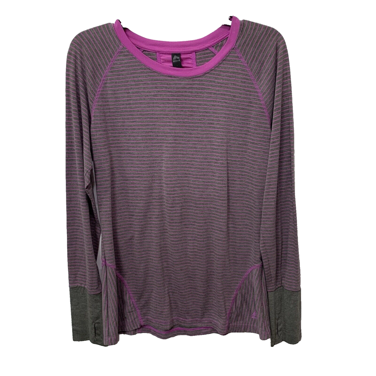 RBX Womans Pink/Gray Long Sleeve Round Neck Thumb Holes Athletic