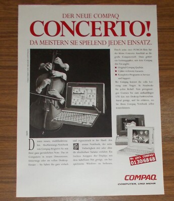 Seltene Werbung COMPAQ CONCERTO Notebook Contura LTE Lite Portable Computer 1993