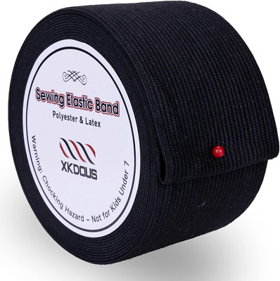 Elastic Band for Sewing, 2 Inch 7 Yards Black Knit Elastic Bands for Sewing W...
