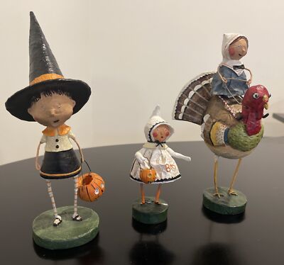 Vintage Lori Mitchell Figurines Set of (3) ~ Halloween Witchy