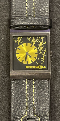 ROCKWELL MC123 MERCEDES ARMBANDUHR, GELBES ZIFFERBLATT/SCHWARZ LTHR, BRAUCHT AKKU SCHÖN! - Bild 2 von 4