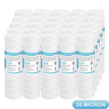 25 Pack 2.5x10 Inch Whole House String Wound Sediment PP Water Filter 20 Micron