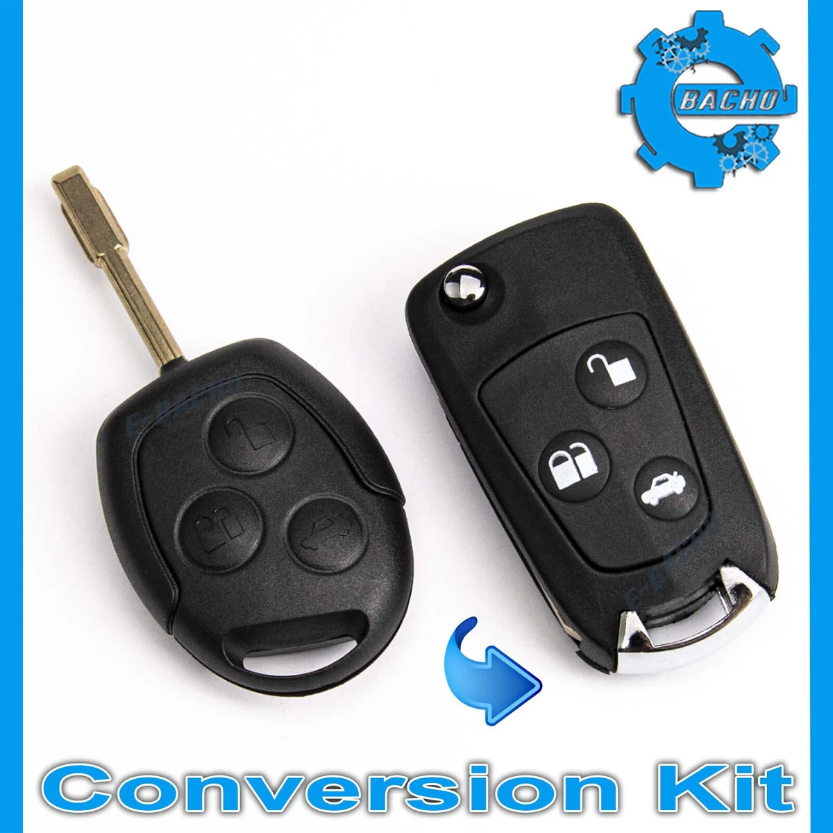 Llave Mando A Distancia Para Ford Mondeo Focus Transit Connect - 3 Botones, 433 MHz, Con Chip Y Hoja