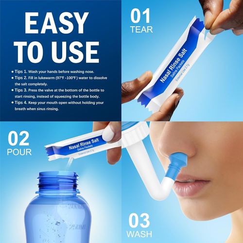 Neti Pot Sinus Rinse Bottle Nose Wash Cleaner Pressure Rinse Nasal Irrigation fo - Picture 7 of 12
