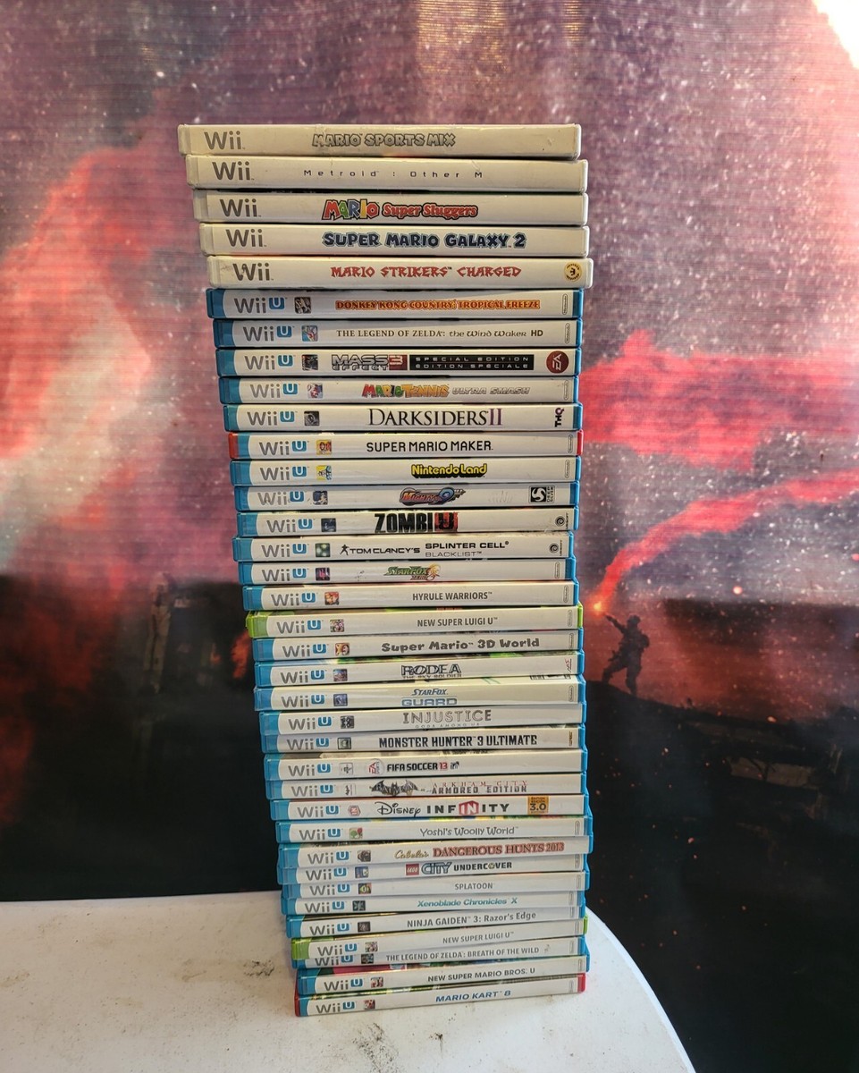 Lot 31 Nintendo Wii U Games , 5 Wii Games, Xenoblade, Zelda, Mario