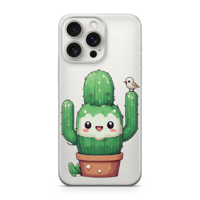 Handy Hülle Transparent iphone 13 PRO MAX Kaktus Lachend Vogel Cartoon M44