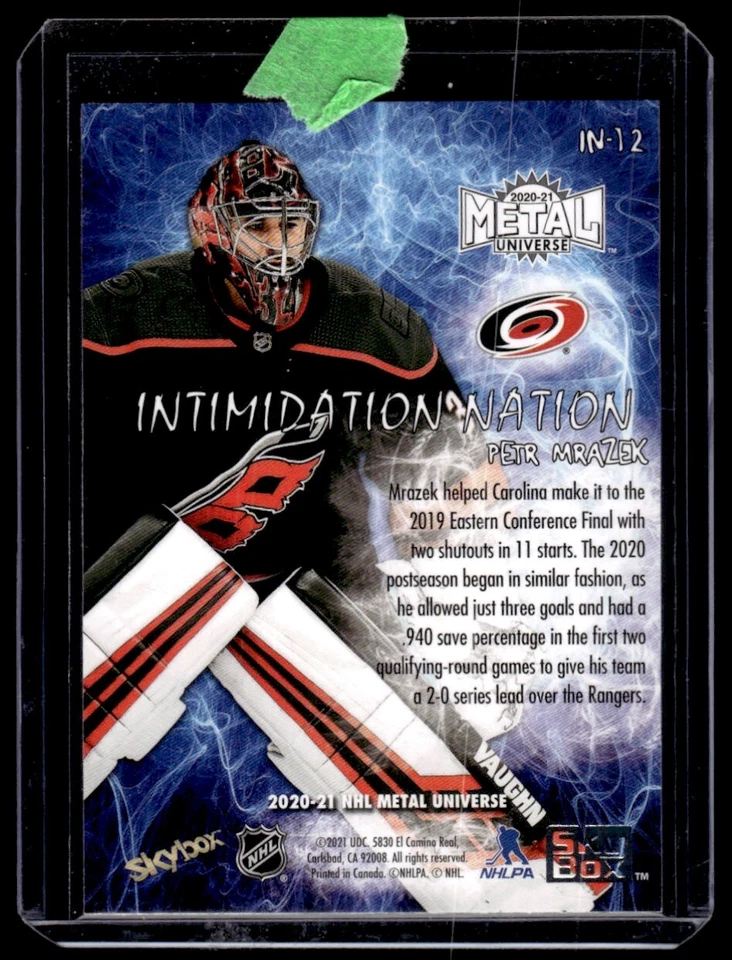 2020-21 Skybox Metal Universe Intimidation Petr Mrazek #IN-12 Carolina - Image 2 of 2