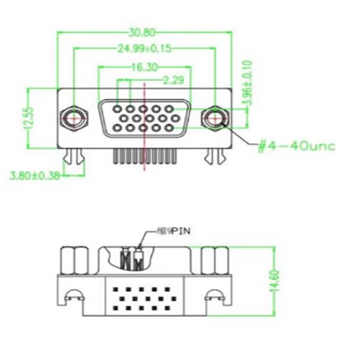 DB15 HDR15 DR15 Female Three Row VGA Interface 3.08 Bent Pin Connector Socket - Picture 3 of 4