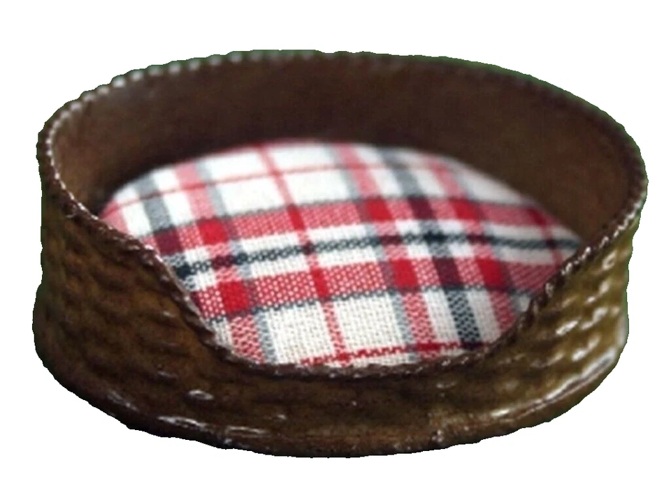 THE WONHAM COLLECTION Puppenhaus Miniatur 1:12 Maßstab Tartan Hundekorb Bett KA191