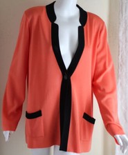 Exclusively Misook Sz 1x Peach Pink Orange Black One-button Jacket