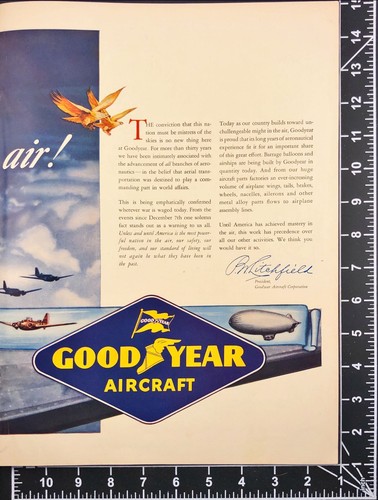 Pubblicità stampa Goodyear Aircraft Nation Must be Mistress of the Skies B-26 seconda guerra mondiale 1942 - Foto 3 di 7