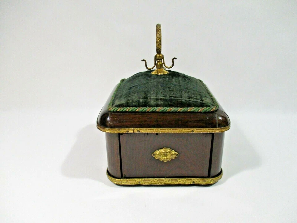 ANCIEN COFFRET NECESSAIRE A COUTURE A SYSTEME NAPOLEON III PORTE BOBINE AIGUILLE - Photo 3/4