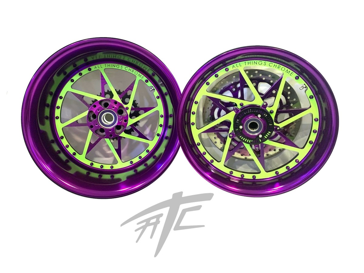 먀먀 NINJA STOCK SIZE PURPLE & NEON GREEN SWITCHBACK WHEELS 12-20