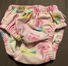 Water Wear S/M 6-12 Months 10-22lb Pink Floral Swim Diaper Cover EUC