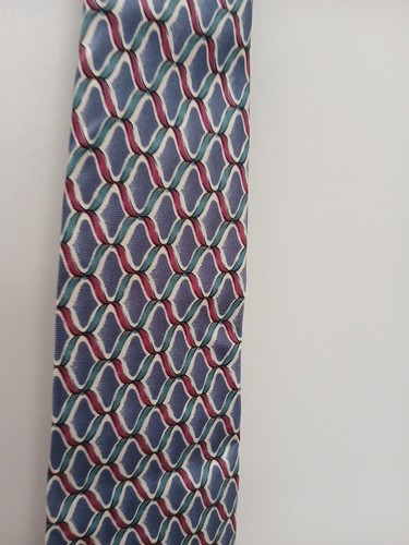 Silk by Sovrano made in U.K. Silk Tie Blue-red & Green pattern Neck Tie - Picture 13 of 15