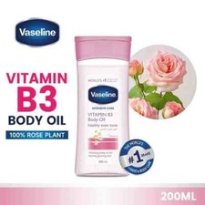 2x Bottles Vaseline Intensive Care Vitamin B3 Body Oil 200ml - Rose Essence