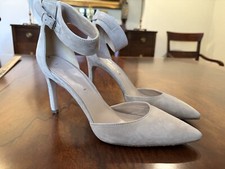 Via Spiga Beige Taupe Suede Heels Ankle Strap 7.5