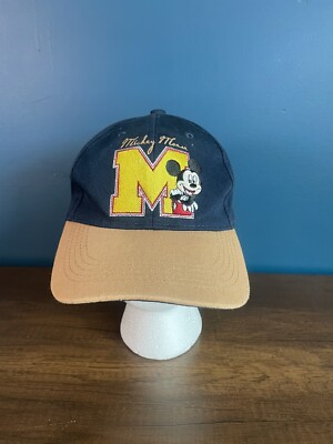 Vintage Mickey Mouse Disney Snapback Hat Cap Navy Big M