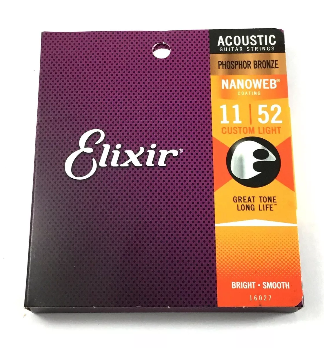 Elixir Guitar Strings Phosphor Bronze Nanoweb Custom Light 11 52