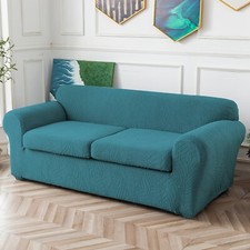 Waterproof leaf textured jacquard stretch sofa cover with cushion cover - soft