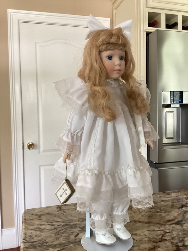 Vintage 18” Porcelain Doll Holding Bible