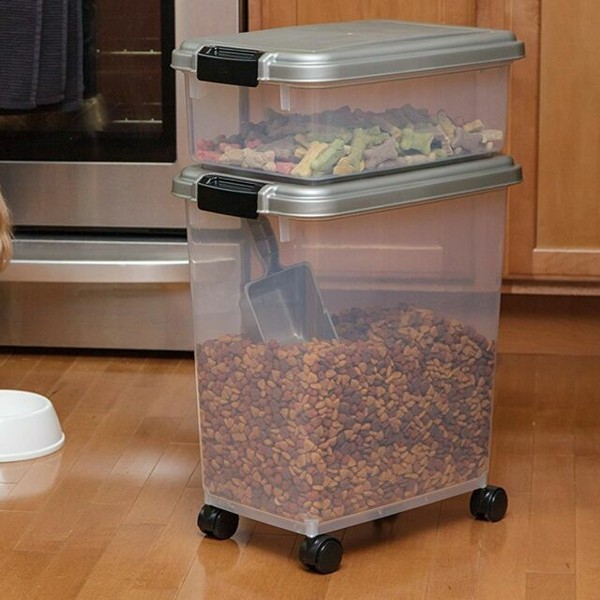 Pet Food Container Cat Dog Feed Storage Airtight Bin Rolling Wheels