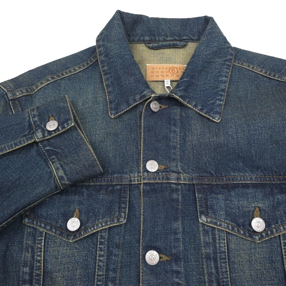 Jaqueta jeans masculina tamanho Itália 50 US$ 695 MM6 Maison Margiela borda crua - Imagem 2 de 4