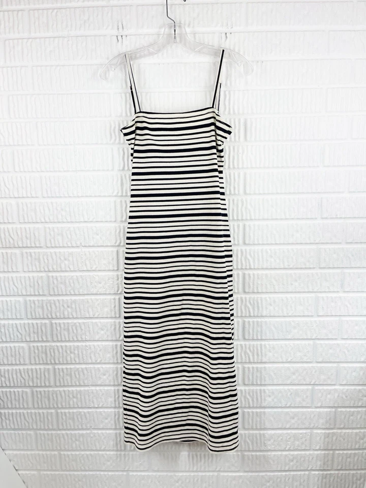 Vestido Billabong Talla Grande Corte Negro Rayas Midi Medianoche Tropic Bodcon Foto 2 de 4