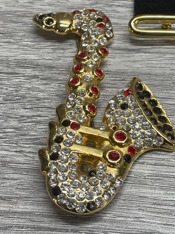 Escada Large Saxophone Brooch Beautiful Stone Crystal Rhinestones vintage