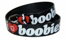 I LOVE BOOBIES GENUINE LEATHER BELT BLACK,BLUE,RED,PURPLE,WHITE,PINK SIZE S,M,L,