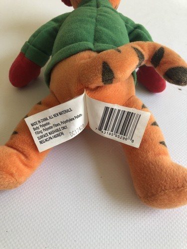 Disney Store TIGGER the tiger Plush with Snowman Xmas Sweater 9 1/2” - Picture 6 of 8