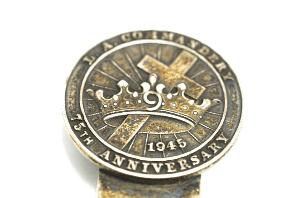 Sterling Silver Money Clip Freemason Masonic Cross & Crown Commandery 75th 1945 - Image 2 of 4